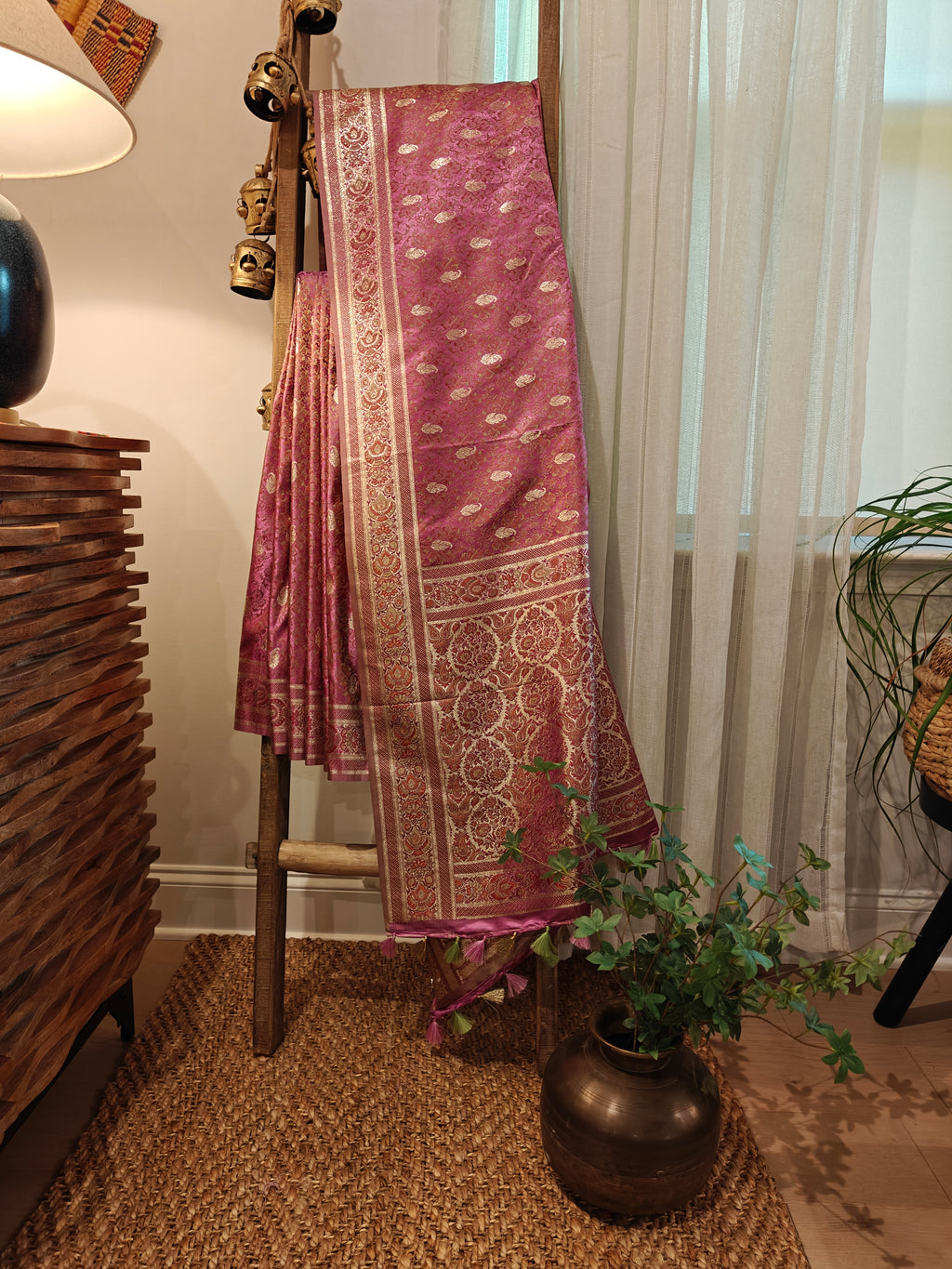 Onion Pink Resham Jamdani