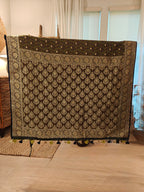 Brown Green Katan Silk Jamdani