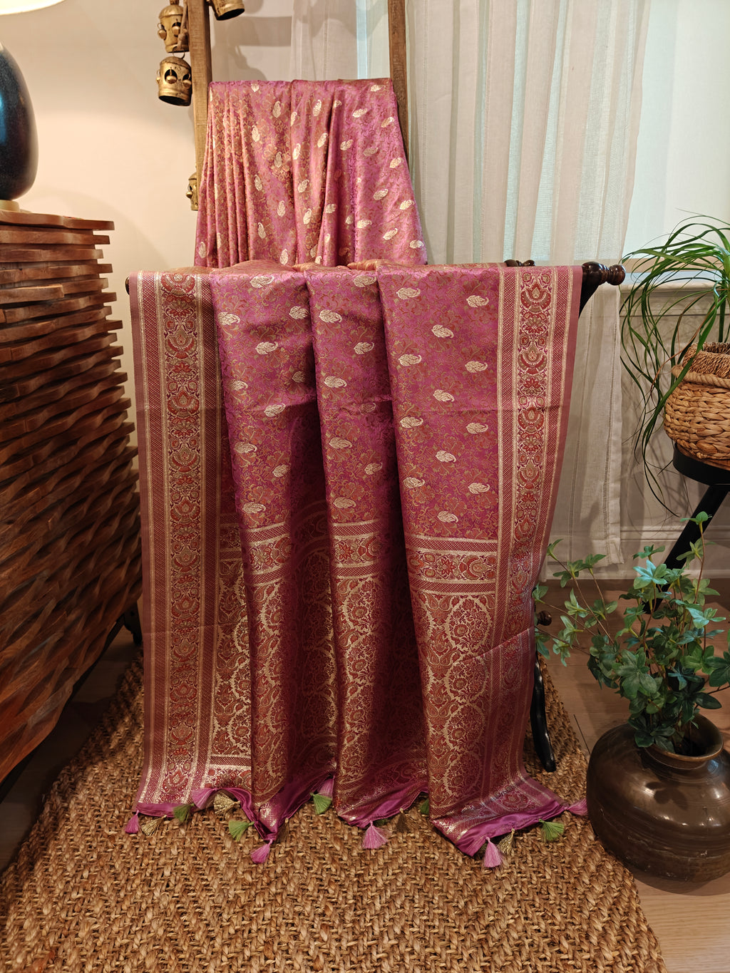 Onion Pink Resham Jamdani