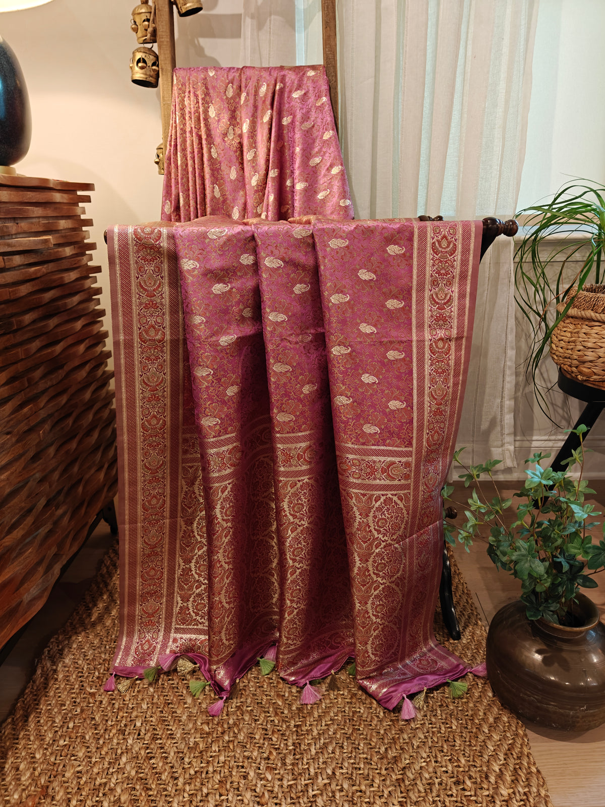 Onion Pink Resham Jamdani