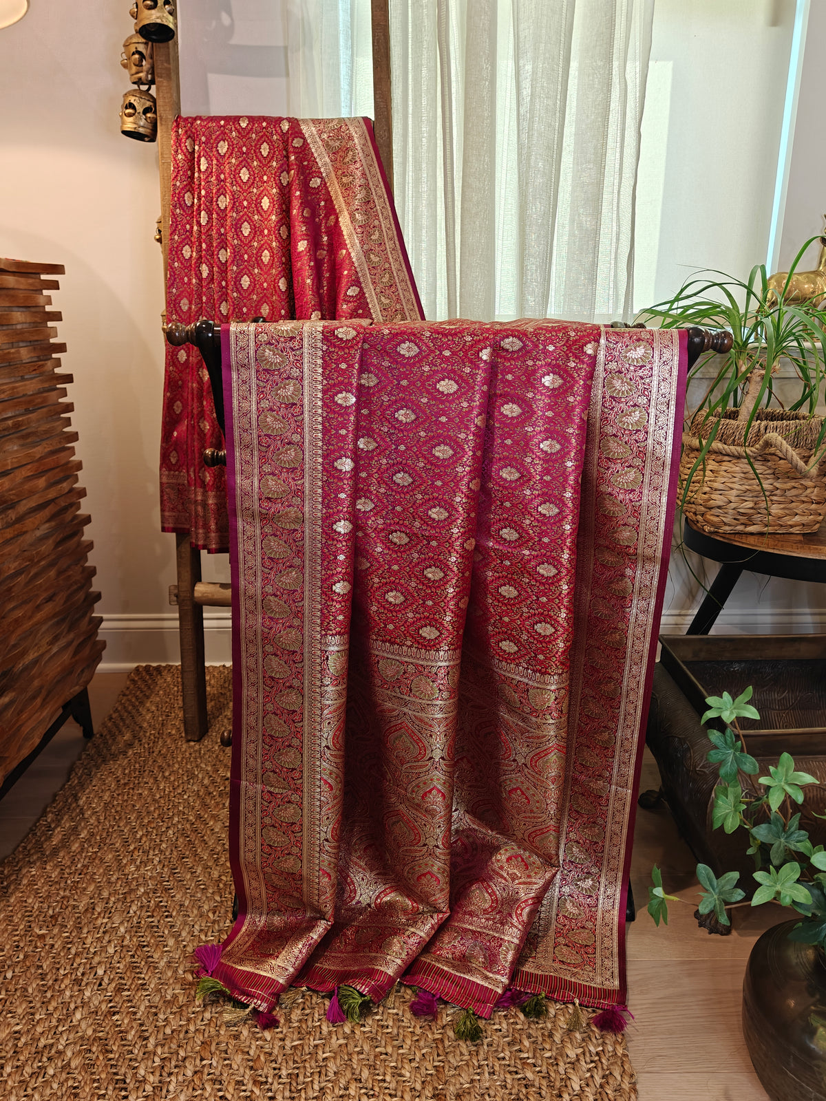 Rani Pink Katan Silk Jamdani