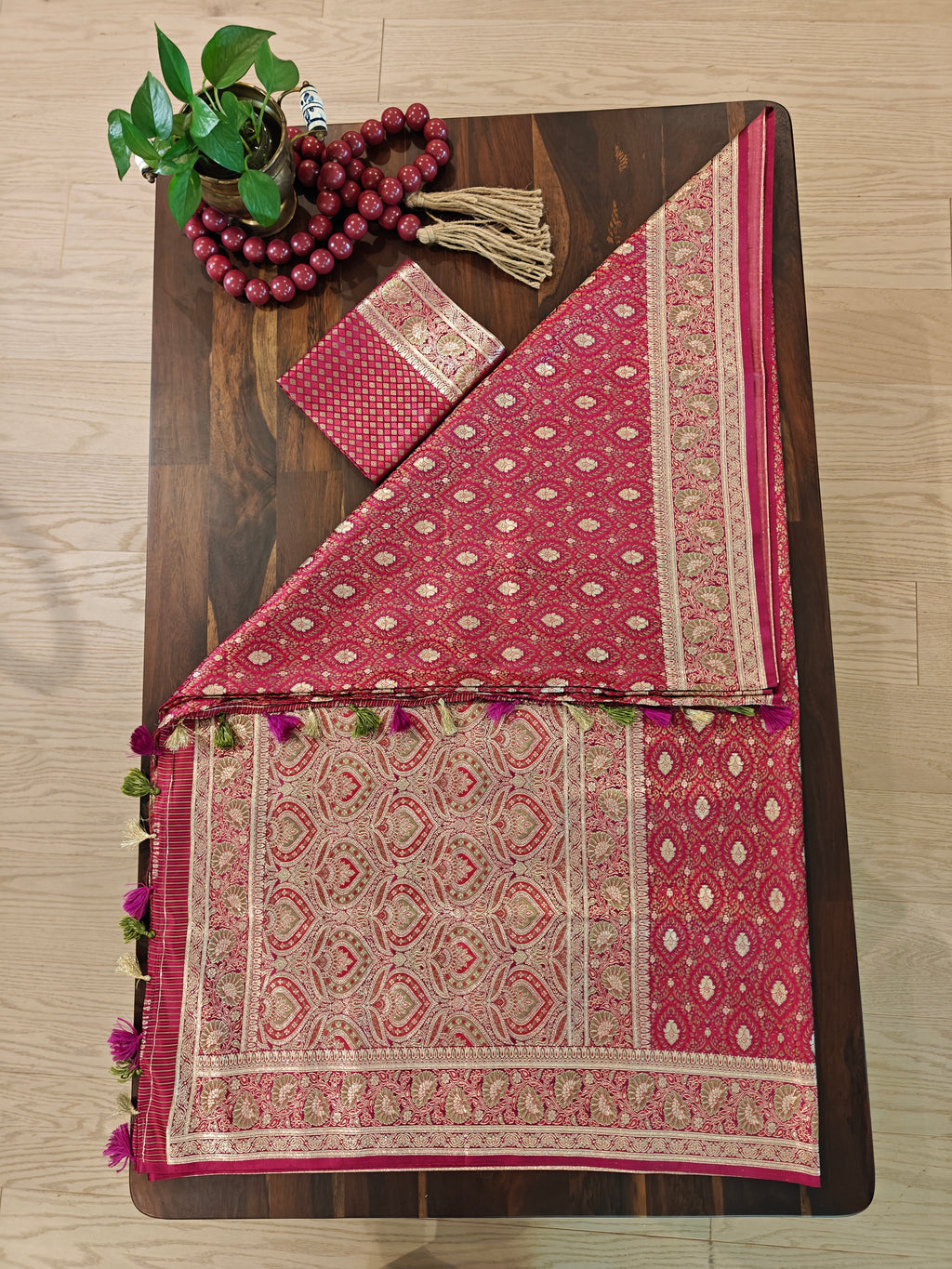 Rani Pink Katan Silk Jamdani