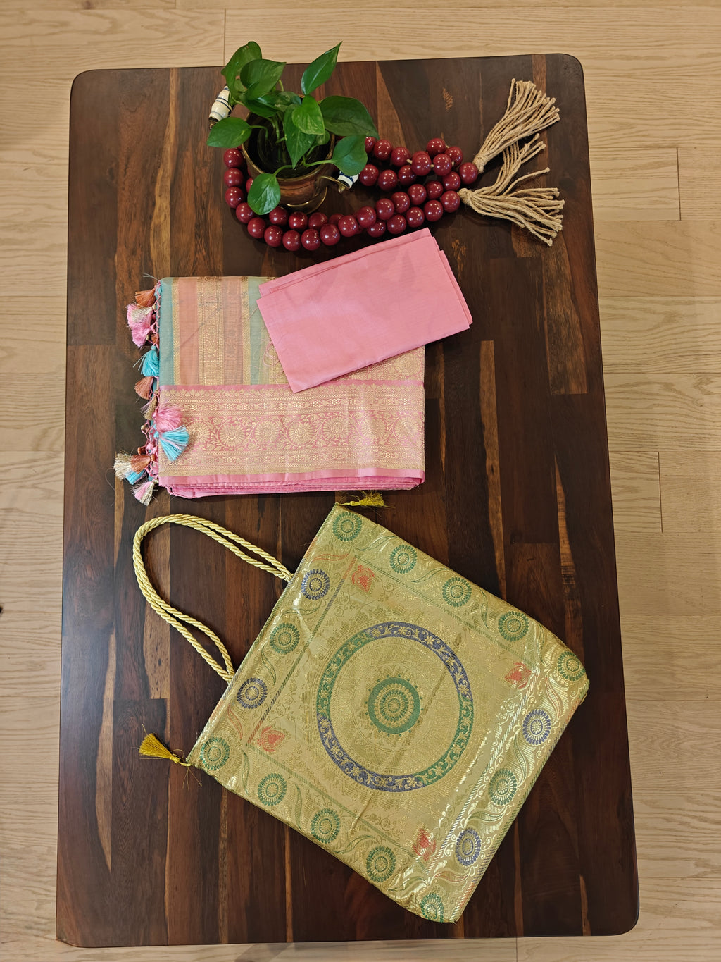 Pink Tissue Kora Silk