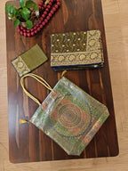 Brown Green Katan Silk Jamdani