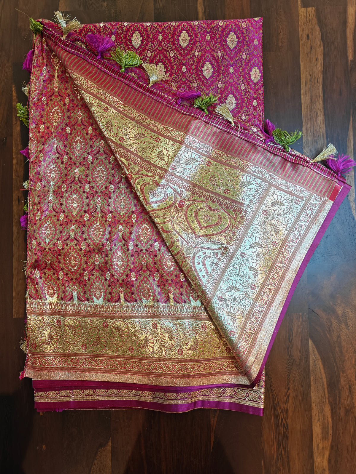 Rani Pink Katan Silk Jamdani